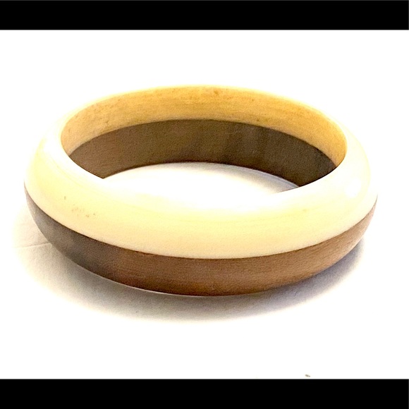 Vintage Bone Wood Boho Bangle Bracelet